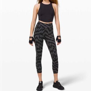 Lululemon Invigorate High-Rise Crop Black & Graphite Grey Leggings - Size 4